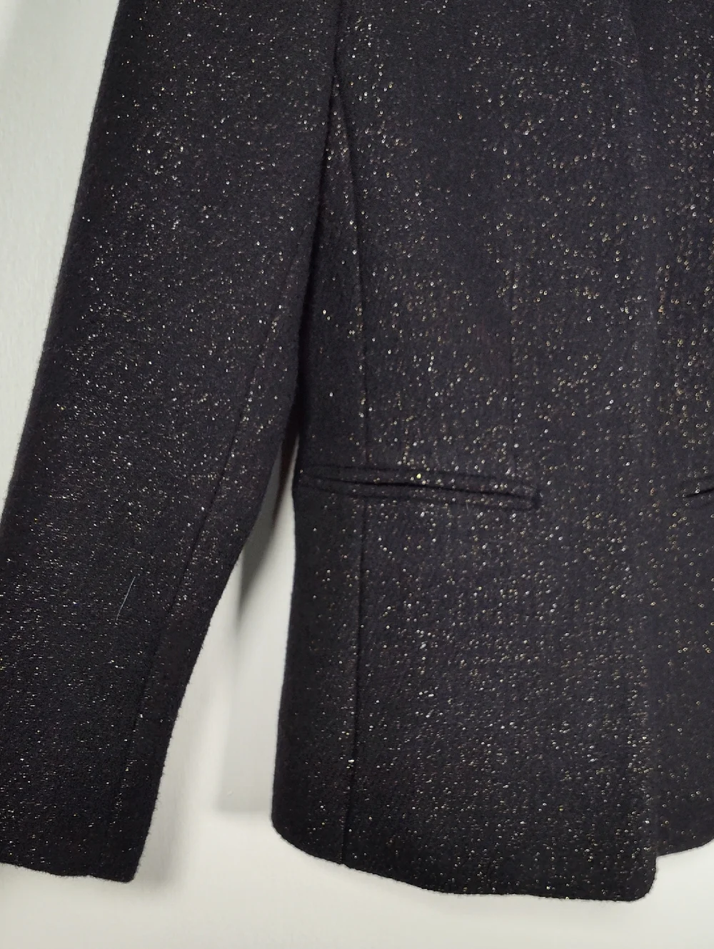 J. Crew Going Out Blazer in black tinsel tweed open front wool jacket‎ 00